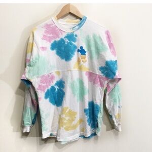 Disney Spirit Jersey Size Small DisneyParks Tie Dye White Blue Pink Longsleeve